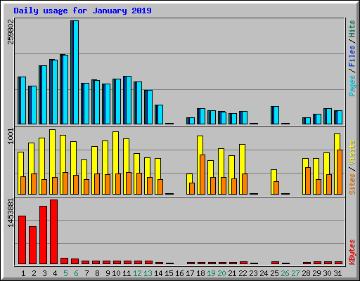 Daily usage for January 2019